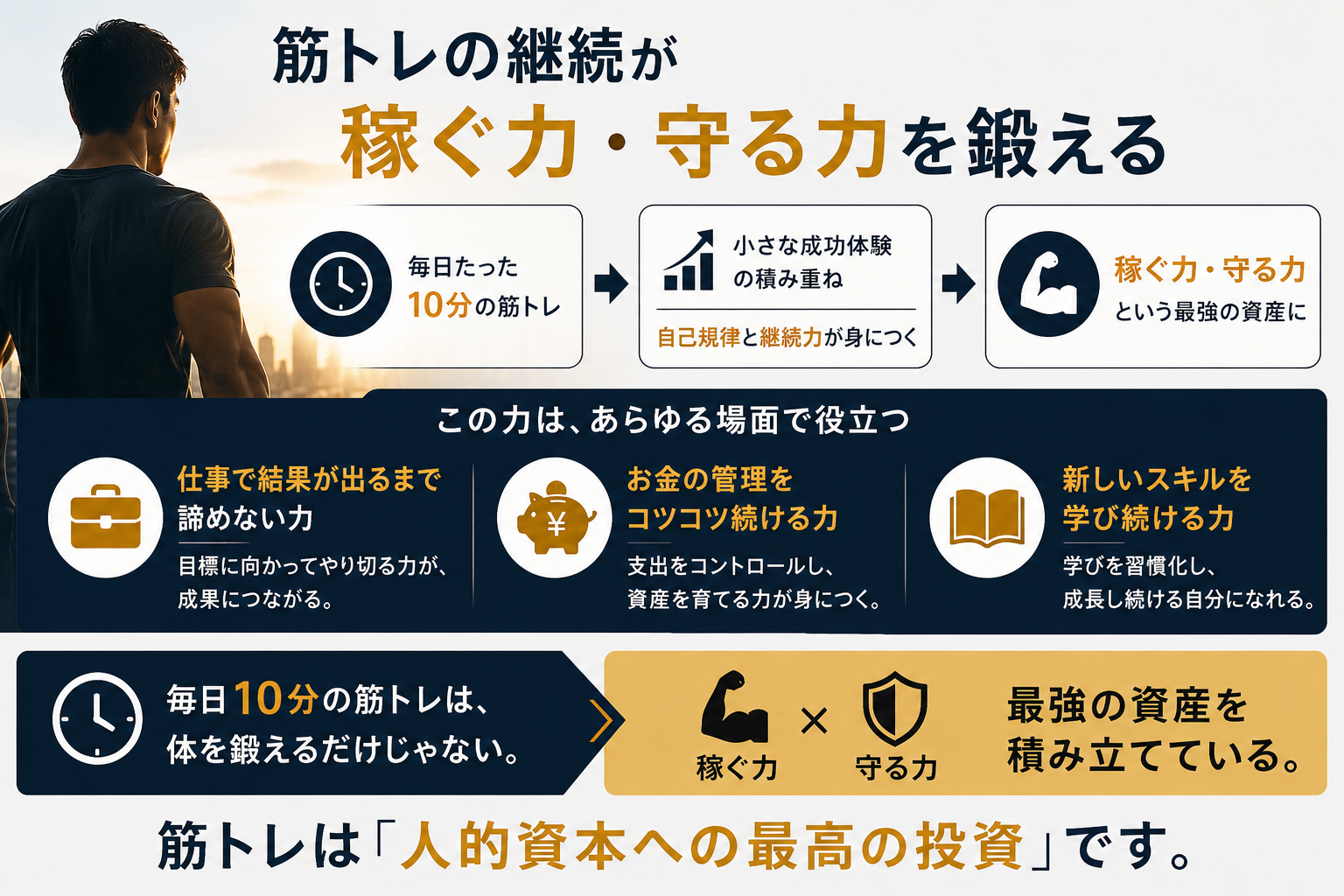 筋トレの継続が稼ぐ力・守る力を鍛える